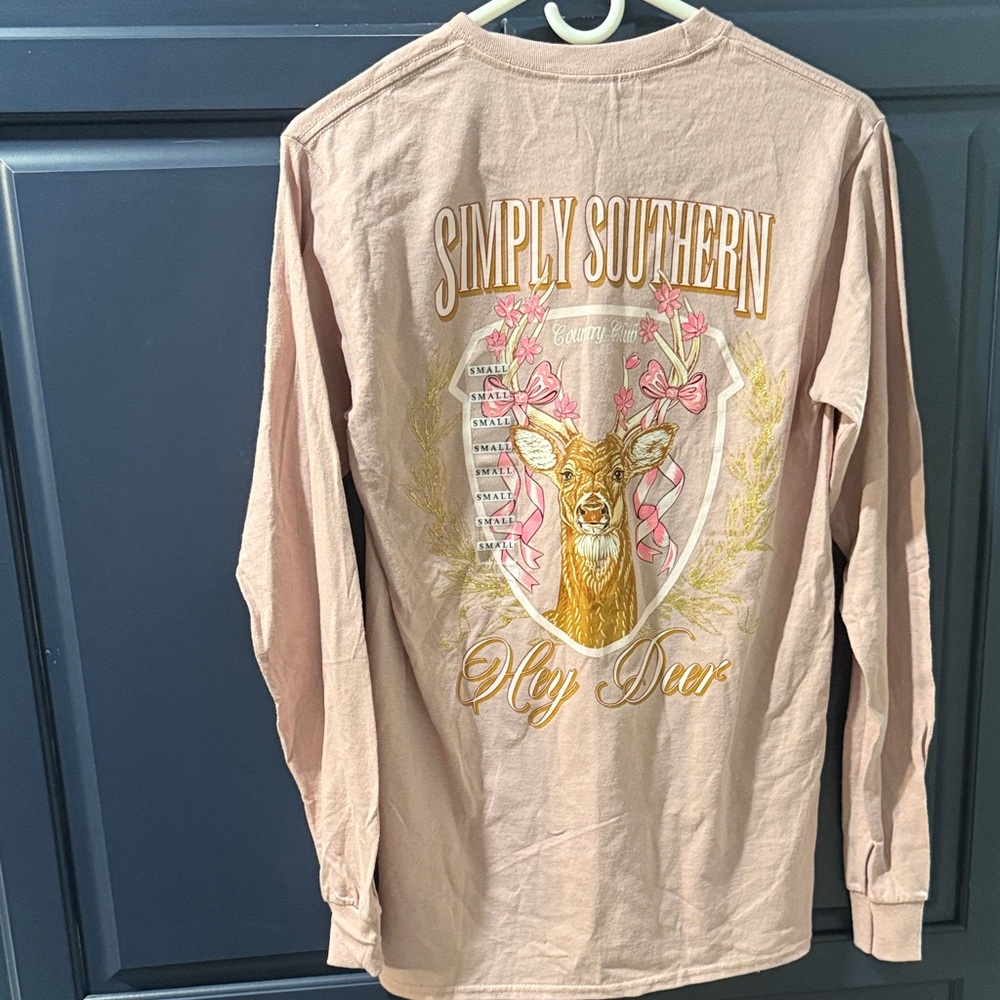 Simply Southern Women's Deer Long Sleeve Tee - Light Pink